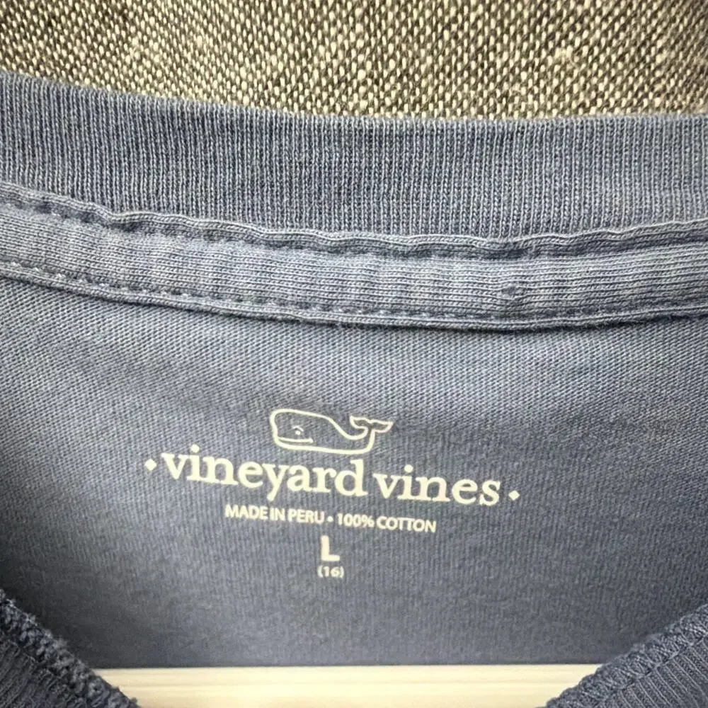 Vineyard Vines Boys Youth Large Long Sleeve Pocket T Shirt Blue Whale Logo